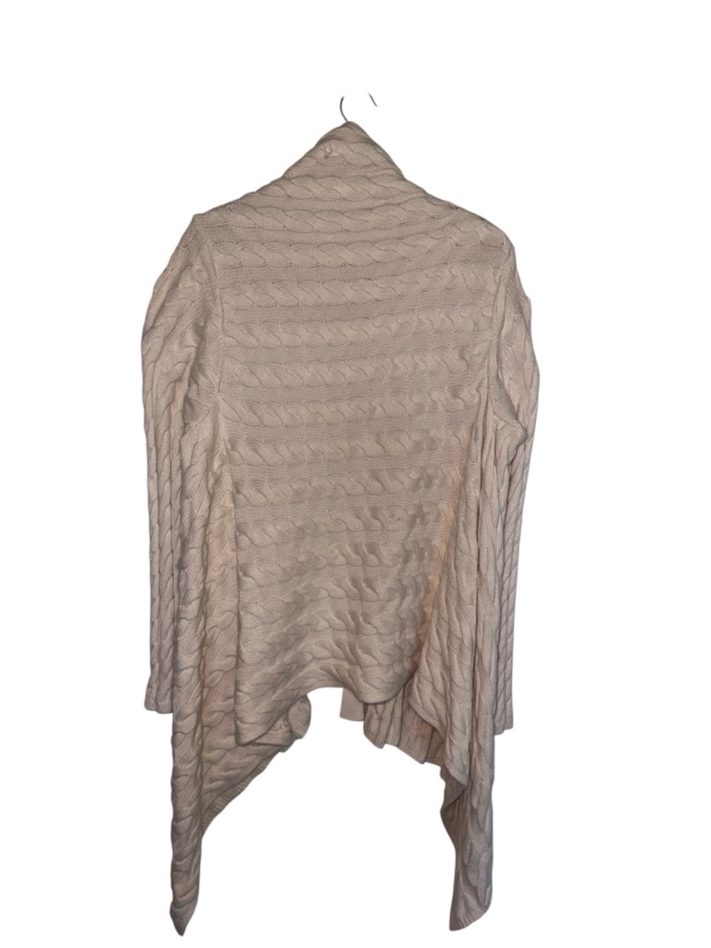 Cable Knit Cotton Blend Shawl Cardigan Sweater Asymmetrical One Size Med to 2x - Picture 10 of 16